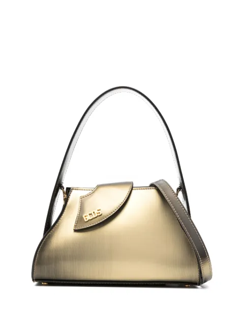 GCDS small Comma holographic faux-leather tote bag Green U500375