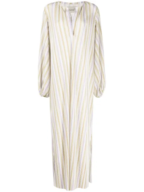 Bambah striped plissé kaftan dress Green BMRM2433