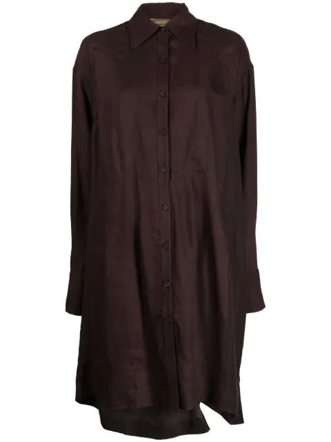 Ziggy Chen layered draped-detail shirtdress Brown 0W2330602