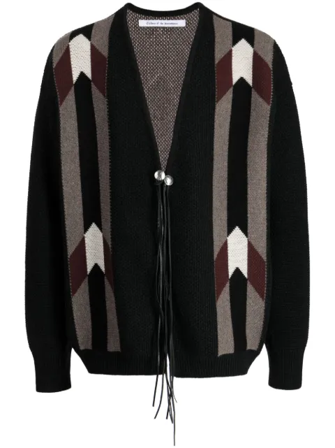 Children Of The Discordance patterned intarsia-knit wool cardigan Black COTDKN003
