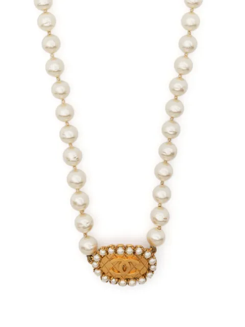 CHANEL Pre-Owned 1995 CC pearl necklace Gold CHA2800ZZ