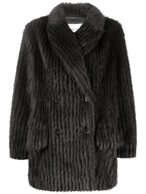 STAND STUDIO Zenni double-breasted faux-fur jacket Brown 619719069