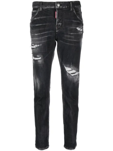 DSQUARED2 distressed cropped skinny jeans Black S72LB0668S30503