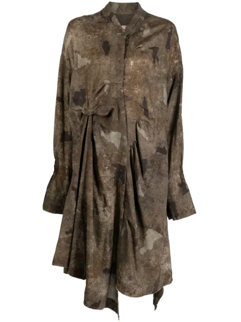 Ziggy Chen Irratic Fold Collage shirtdress Brown 0W2330606