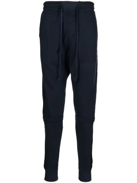 Greg Lauren stretch-cotton drawstring-waistband track pants Blue GM208
