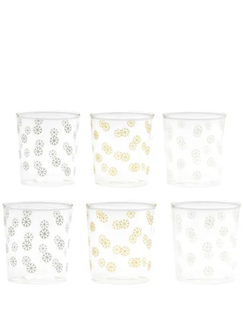 CU I SEEYOU Christmas snowflake-print glasses (set of six) Neutrals BIFNBOASET6