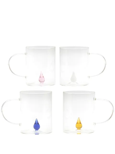 CU I SEEYOU Drop 3D-detailing glass mugs (set of four) Neutrals CUDROP007SET4