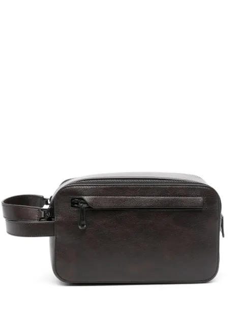 Mulberry double-zip leather wash bag Brown RL7941611E115