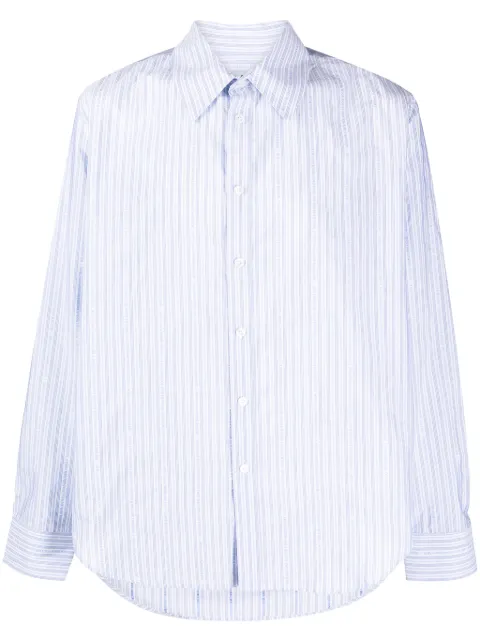Martine Rose striped logo-print cotton shirt Blue MRAW23401B