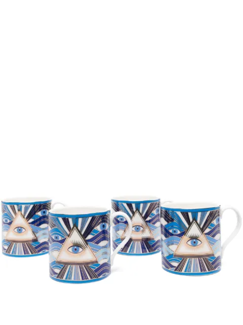 Jonathan Adler Druggist porcelain mug set (set of four) Blue 33752