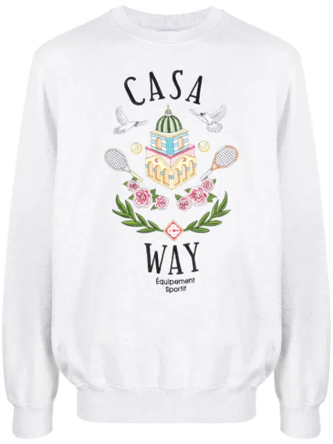 Casablanca Casa Way-embroidered cotton sweatshirt Grey UMF23JTP001