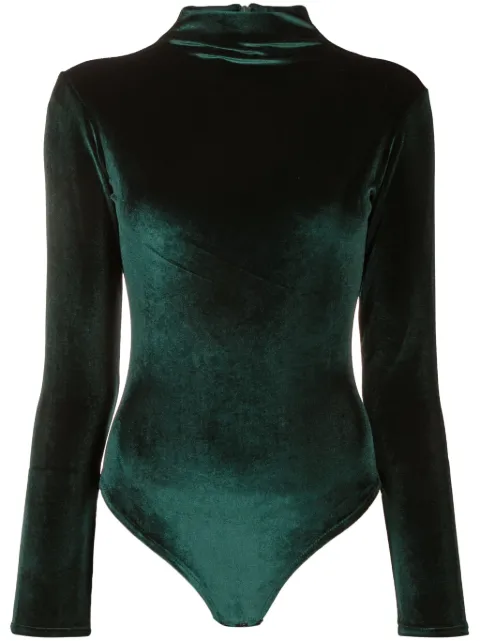 Atu Body Couture mock-neck velvet bodysuit Green AT24032