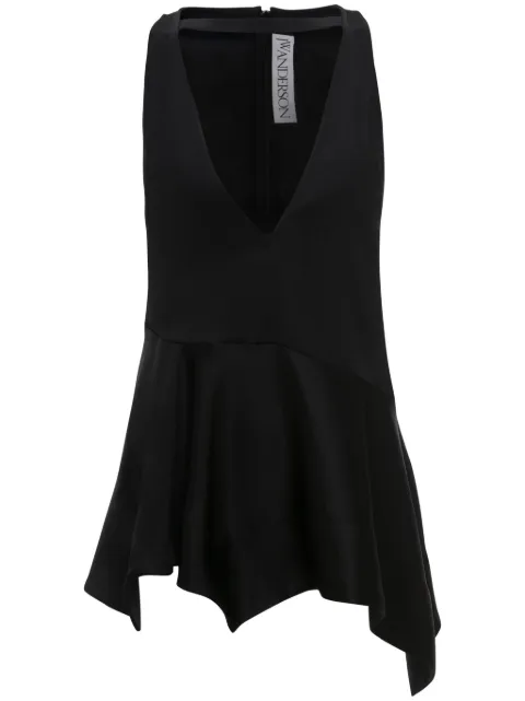 JW Anderson ruffle-hem satin sleeveless top Black TP0317PG1056999