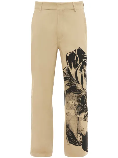 JW Anderson graphic-print straight-leg trousers Neutrals TR0331PG1521132