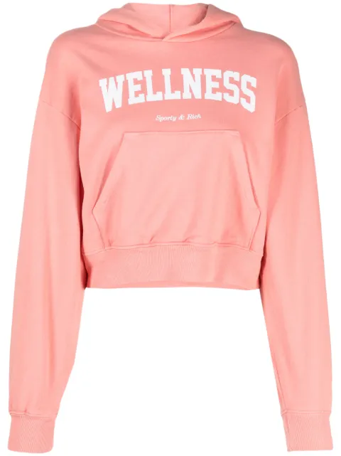 Sporty & Rich logo-print cotton hoodie Orange HC881SM