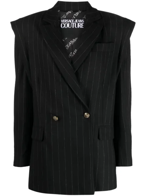 Versace Jeans Couture pinstriped double-breasted blazer Black 75HAQ700N0219