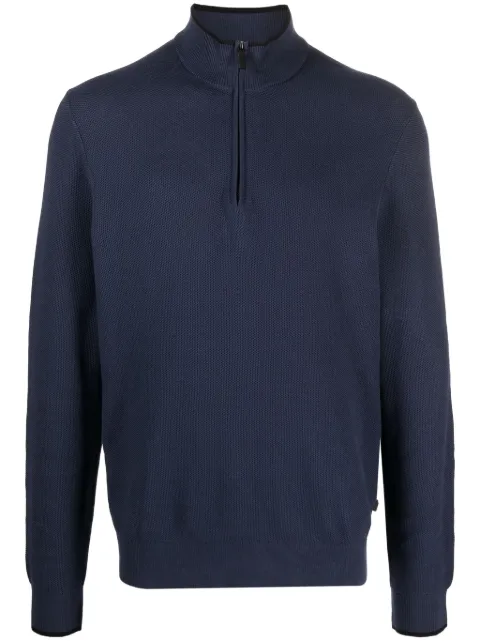 Michael Kors half-zip textured cotton jumper Blue CF2604I469