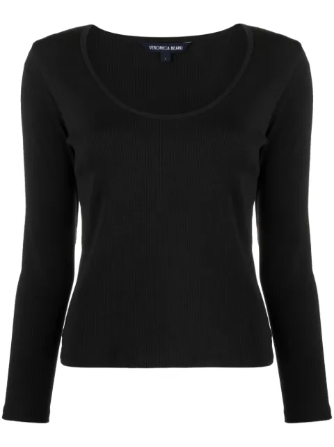 Veronica Beard Calabra fine-ribbed T-shirt Black J2308JY020S0656