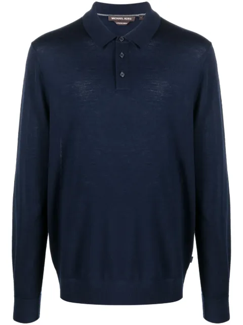 Michael Kors long-sleeve merino polo shirt Blue CF260727AP