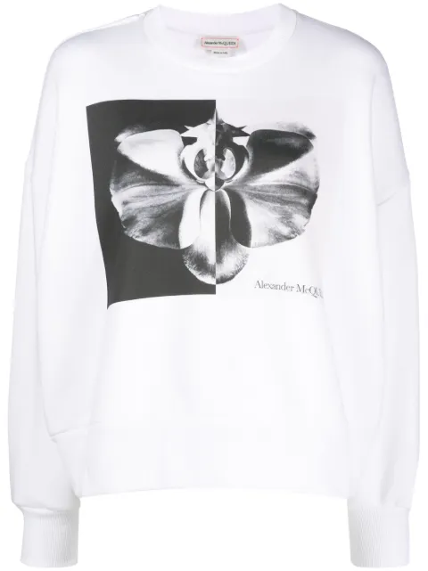 Alexander McQueen floral-print cotton sweatshirt Blue 769931QZAKM