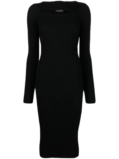 ANINE BING Lora cut-out ribbed dress Black A024426000