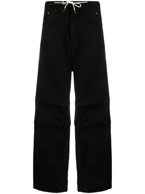 DARKPARK drawstring-waistband cotton trousers Black WTR02DWB01