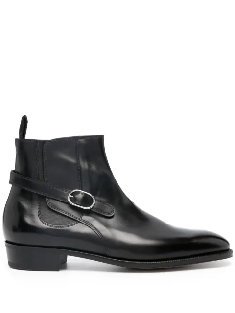 John Lobb side-buckle polished leather boots Black 915200L