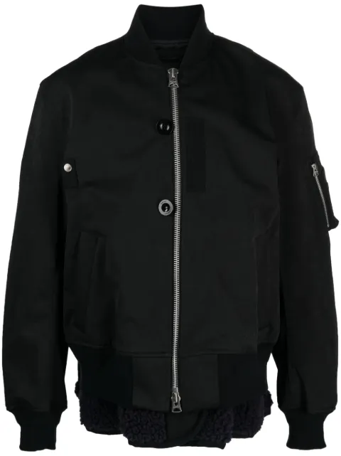 sacai layered band-collar bomber jacket Black 2303209M