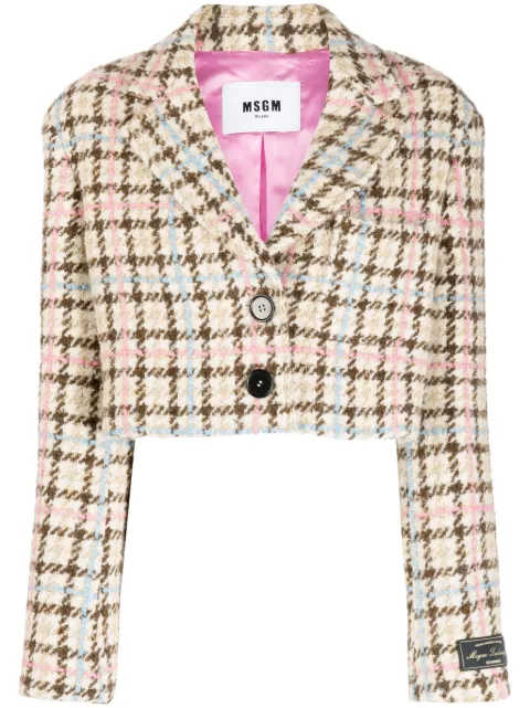 MSGM cropped tweed jacket Brown 3541MDG02237609