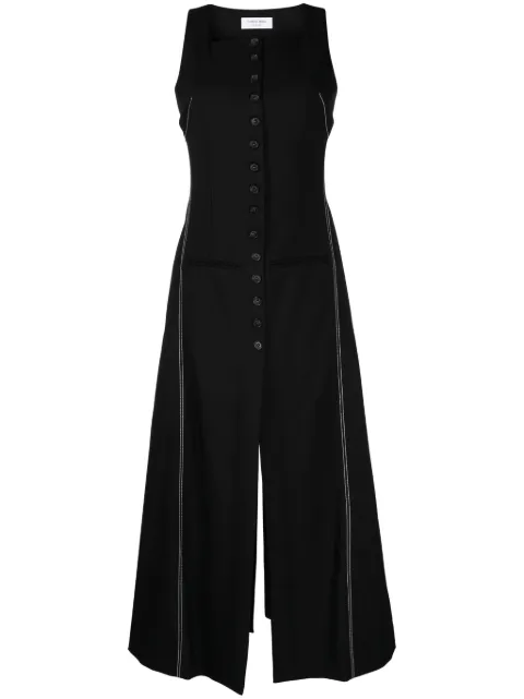Marine Serre button-front wool midi dress Black WDR031BK99