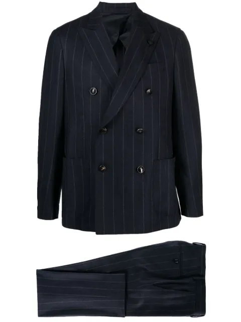 Lardini double-breasted pinstripe-pattern suit Blue IT425AEKITSK61434