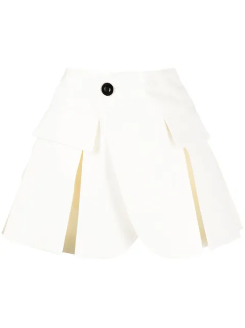 sacai pleated A-line short shorts White 2306856
