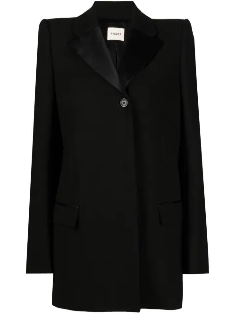 KHAITE single-breasted cotton-blend blazer Black 6107548200