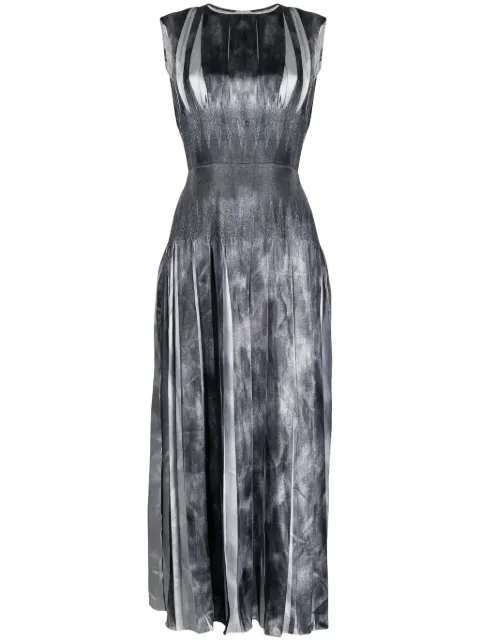 Costarellos box-pleated sleeveless maxi dress Silver PR2350