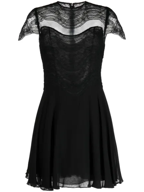 Costarellos Mangano silk georgette minidress Black PR2357
