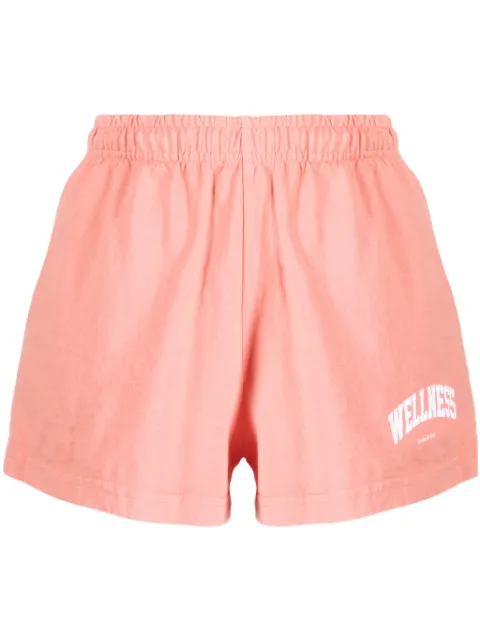 Sporty & Rich slogan-embroidered cotton shorts Pink SH884SM4
