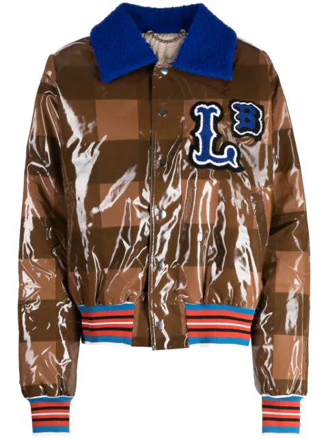 Charles Jeffrey Loverboy checked varsity bomber jacket Brown 31010901
