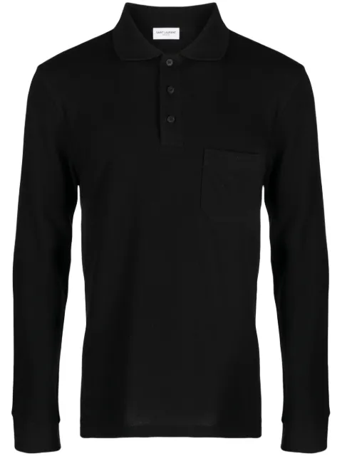 Saint Laurent logo-embroidered polo shirt Black 750525Y37HC1000