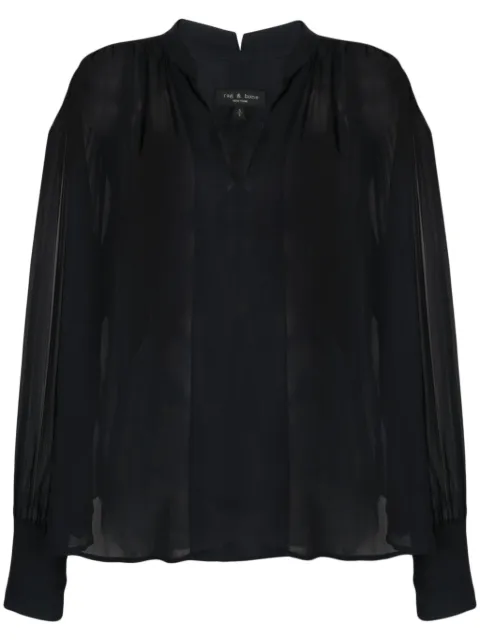 rag & bone lightweight oversized split-neck blouse Blue WAW21SA008NF