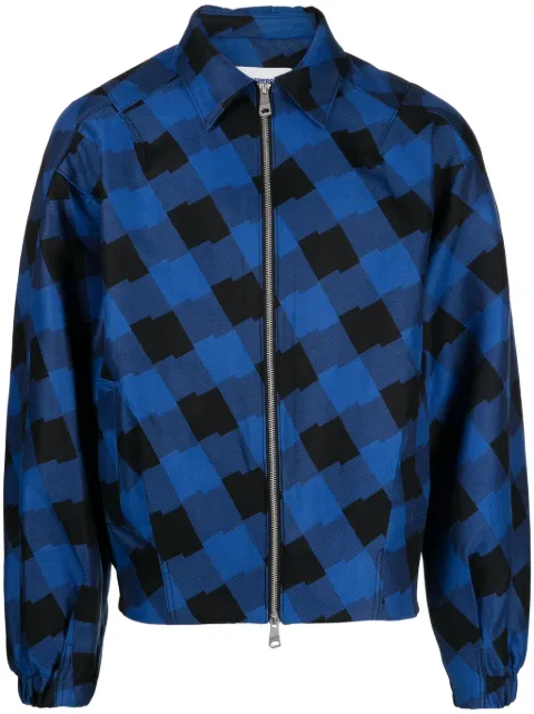 Ader Error logo-patch checked bomber jacket Blue BMADFWJK1001
