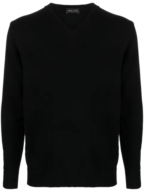 Roberto Collina V-neck merino wool jumper Black RP37002