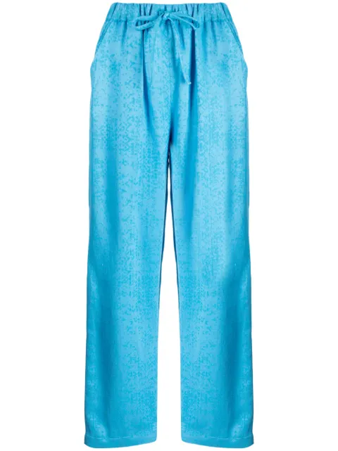 Bambah Torin abstract-print linen lounge trousers Blue BMRE2422