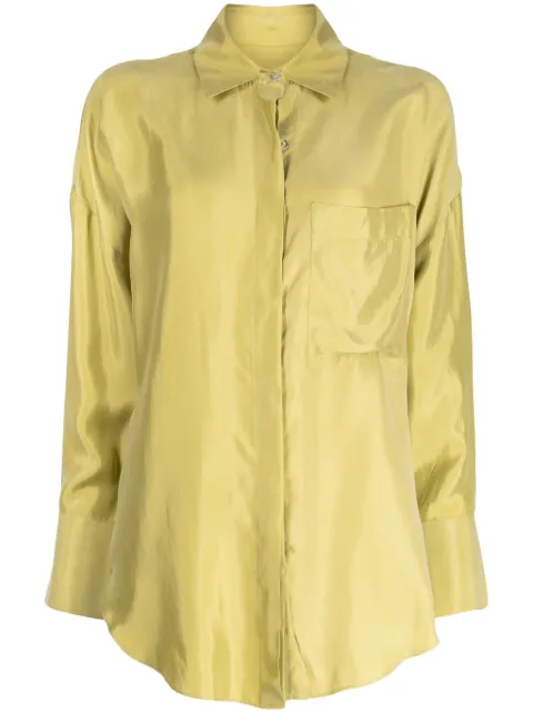 Bambah spread-collar satin shirt Green BMCAP2404