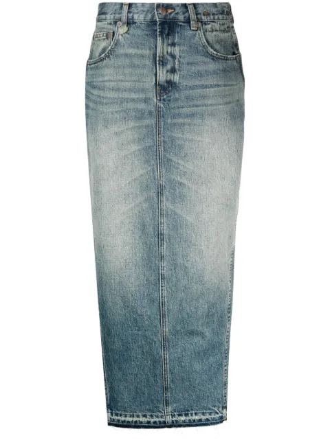 R13 side-slit denim midi skirt Blue R13WD102D173A