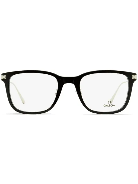 OMEGA EYEWEAR rectangular-frame engraved-logo glasses Black OM5005H