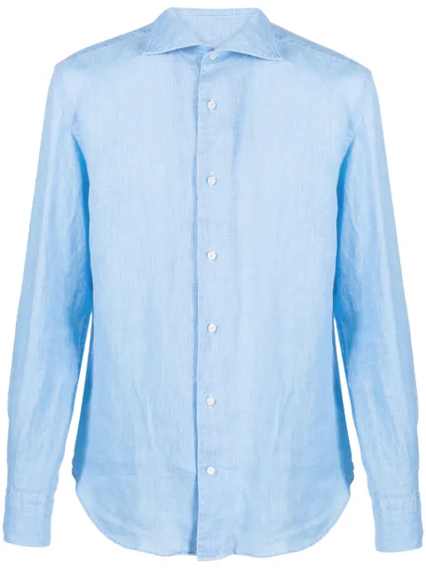 Boggi Milano long-sleeve linen shirt Blue BO22C012202