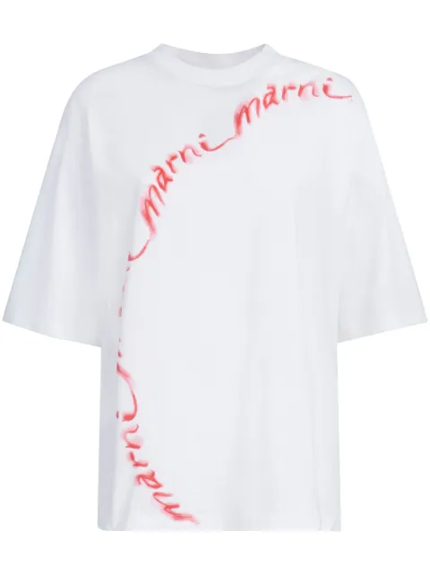 Marni logo-print cotton T-shirt White THJE0263P7USCW29