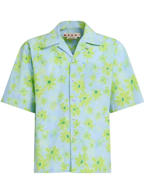 Marni floral-print cotton shirt Blue CUMU0213A5UTC330