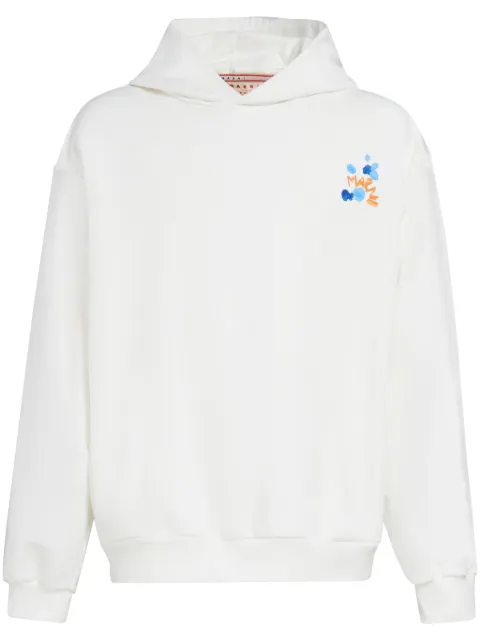 Marni logo-print cotton hoodie White FUMU0067PLUSCW17