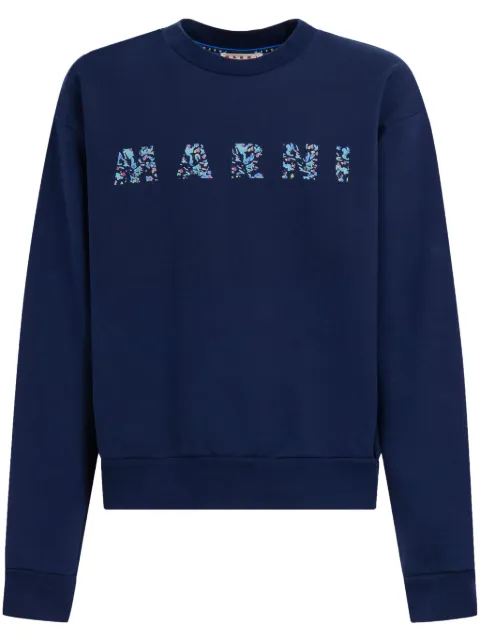 Marni logo-print cotton sweatshirt Blue FUMU0074PDUSCW22